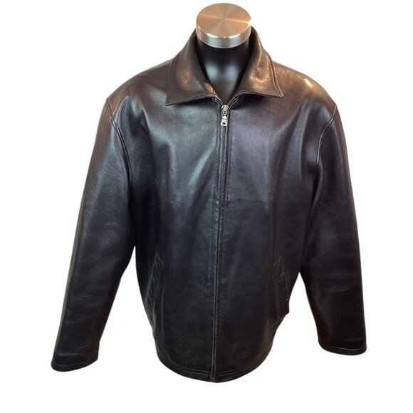 Jos. A. Bank Executive Collection Mens Large Leather Dress Jacket Black - Picture 1 of 10